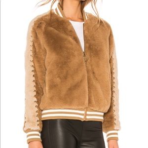 Mother The Letterman Faux Fur Jacket
